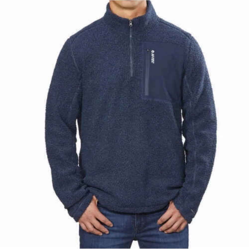 Hi Tec Mens XL 1/4 Zip Fleece Pullover Thermo Breathable Sweatshirt Pockets Cozy